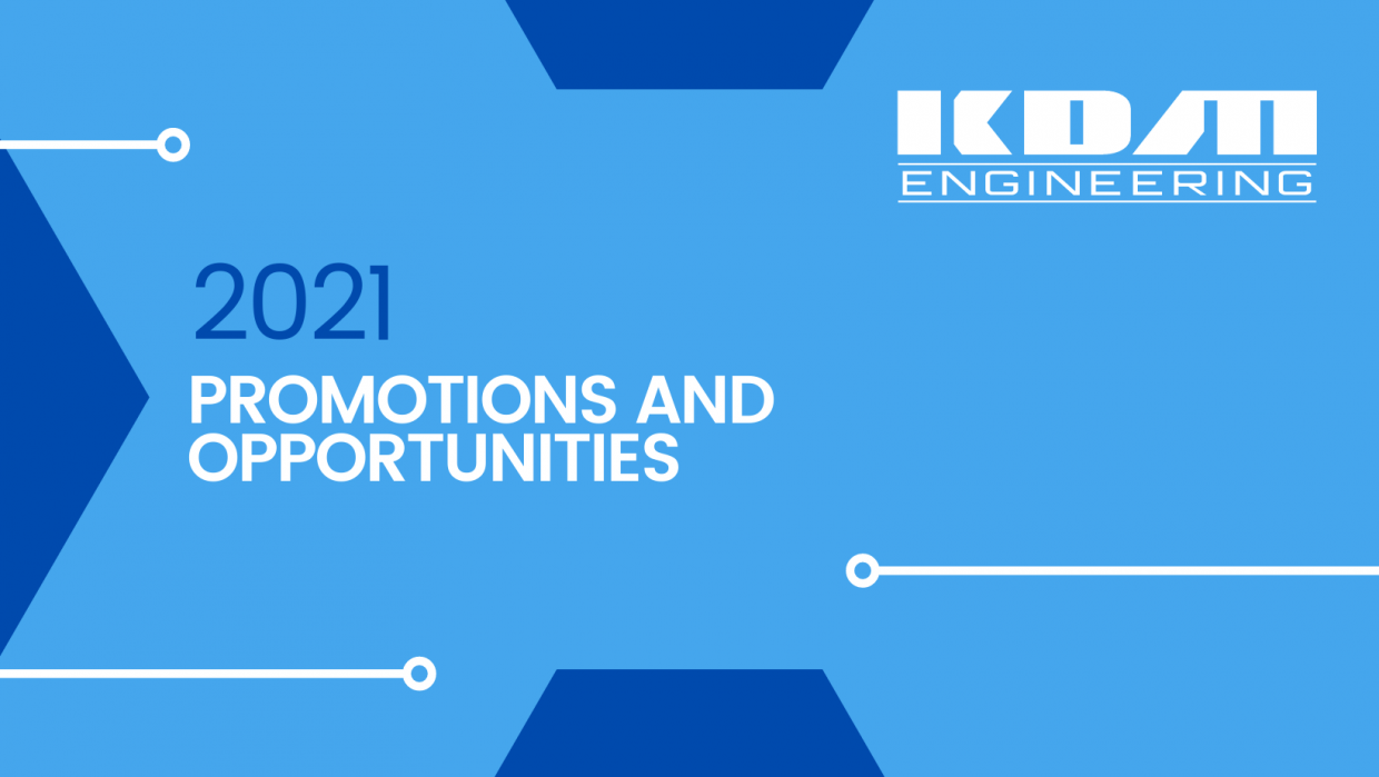 KDM Engineering Logo with Promotions and Opportunities