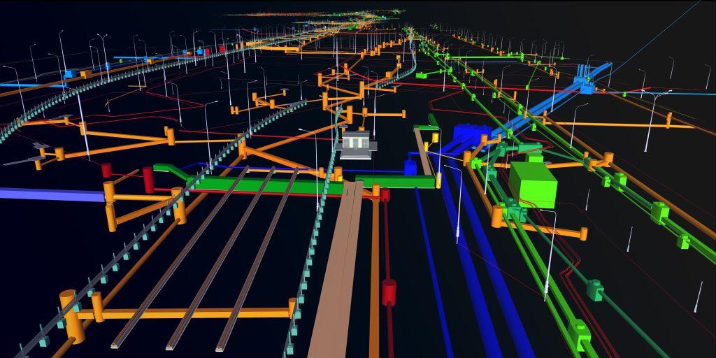 Photo of 3D Cad model of underground utilities